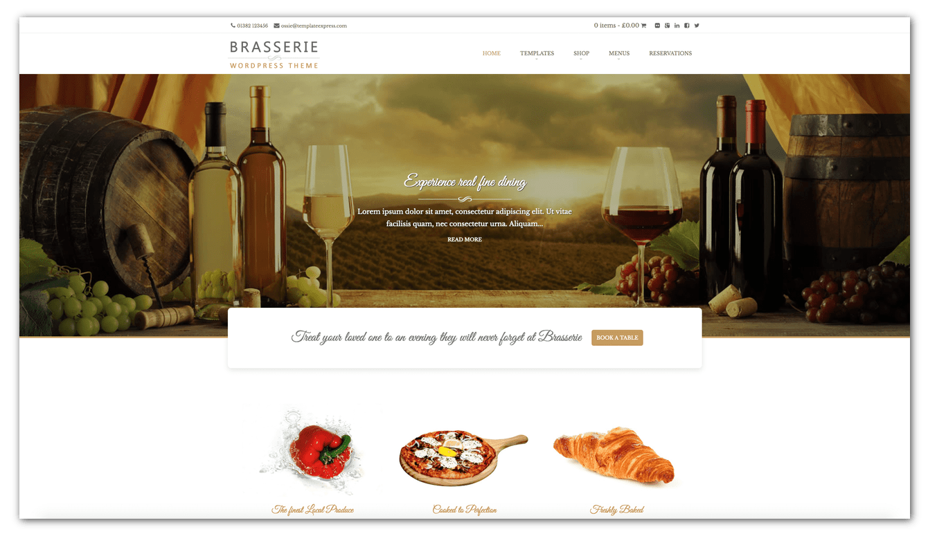 Brasserie WordPress Theme Food Blog